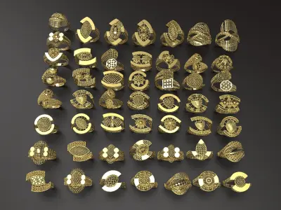 50 rings beautiful light weight ring 3D print model 3D print model