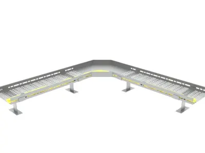 Cable Tray with Ceiling Support and Floor Pedestal Free 3D model