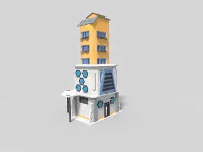 low poly modern building Low-poly 3D model
