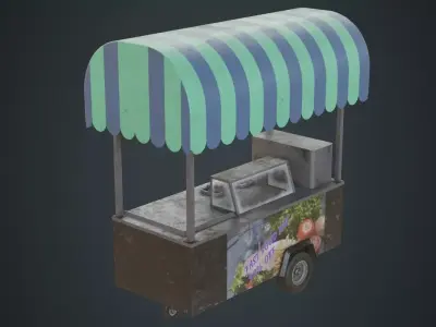 Food Cart 1B Low-poly 3D model