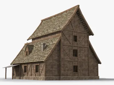Medieval house x17 Low-poly 3D model