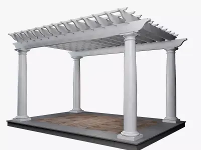 wooden pergola with classic columns gazebo 3D model