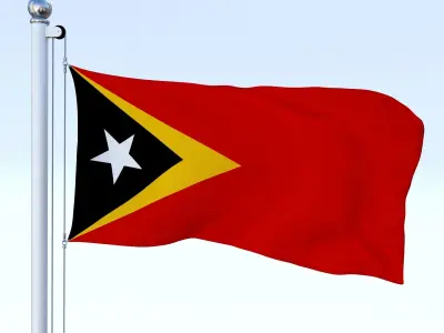 Animated East Timor Flag Low-poly 3D model