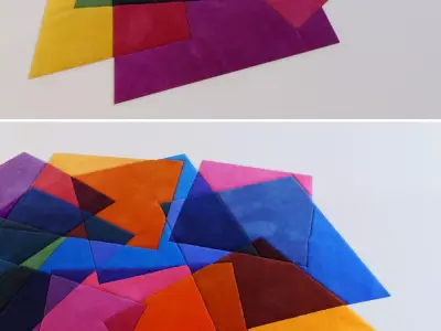 Carpet pile of different colored squares 3D model