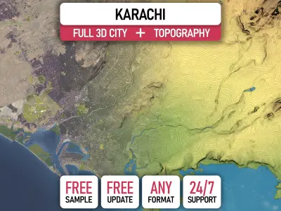 Karachi - Topography Terrain 3D Model 3D Model Pack