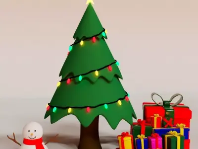 Chiristmas Tree Snowman GiftBox 3D model