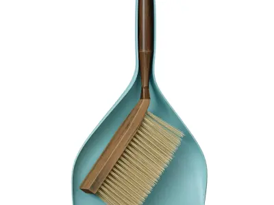 Dustpan with brush Plastic dustpan with wooden brush 3D model