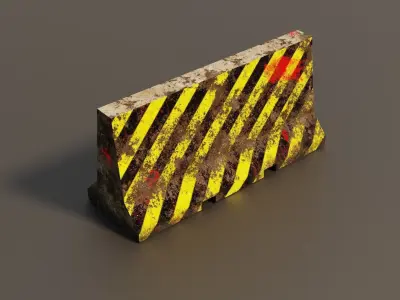 Concrete barrier  Low-poly 3D model 9