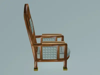 Elegant neoclassical wooden and cotton armchair 3D model