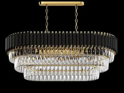 KiSiRi Oval Crystal Pendant Light  Low-poly 3D model