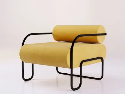 FABRIC YELLOW CHAIR Free 3D model