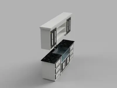 Scaled Dollhouse Kitchen Miniature 3D printable Modern Sink  3D print model