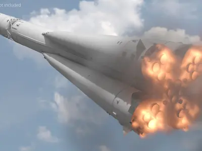  Multistage Space Rocket with Strap-On Boosters 