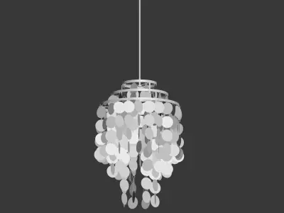 3 Circle White Capiz Shell Chandelier 3D model