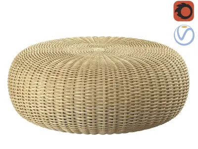 California beige round pouf 3D model