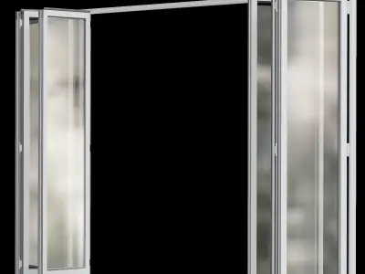Window set sliding glass door 3D model