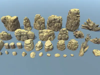 Rock pack Low-poly 3D model