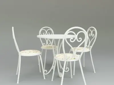 White Furniture Set 3D model