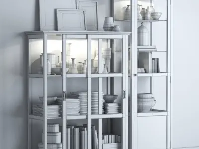 MALSJO Glass-door cabinets black stained black stained 3D model