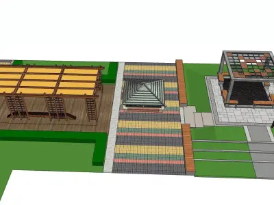 park along pargola landscape sketchup model 3D model