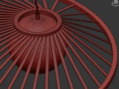 Sakura hanging lamp with wooden frame and glass globe 3D model