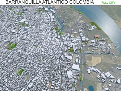 Barranquilla Atlantico Colombia 25km Low-poly 3D model