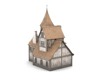Vintage Cottage Low-poly 3D model