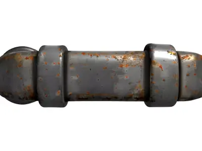 Rusty Industrial Pipe Segment Low-poly 3D model