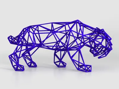 Saber Toothed Tiger Wireframe 3D print model