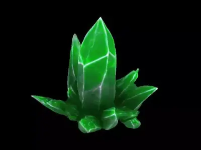 Green Grass element Crystal Gem Low-poly 3D model