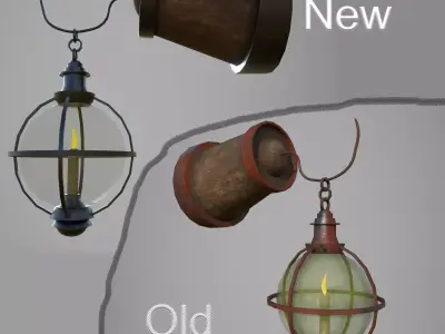 Medieval wall lamp Low-poly 3D model