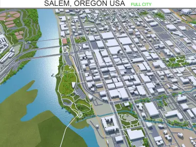Salem Oregon USA 50km Low-poly 3D model