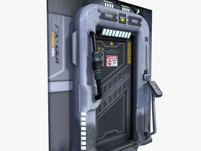 Sci-Fi Door Gate Game Ready Low Poly Low-poly 3D model