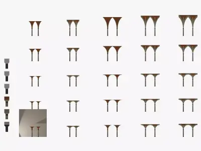 Vaults Collection wooden poles Low-poly 3D model