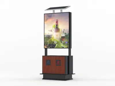 Outdoor Advertising Light Box with Trash Bin 3D model