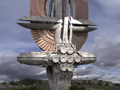 Floating Angel monolith Sci-fi Base 3 3D model