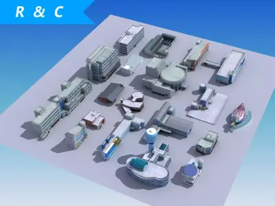 20 city building collection Low-poly 3D model