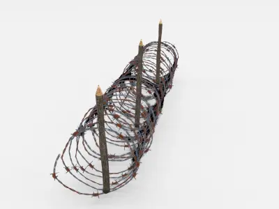 Lowpoly Barb Wire Obstacle Low-poly 3D model