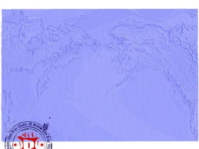 Bering Strait elevation map 3D model