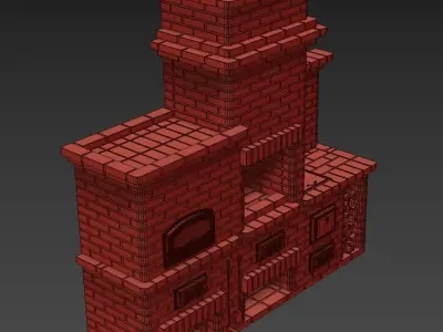 Red Brick Barbecue Oven 3D model