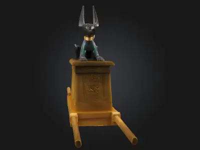 Anubis Statue on Sled Ceremonial Deity Model  3D model