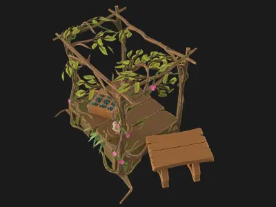 Stylized Druids shop Low-poly 3D model