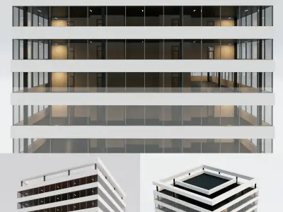Office building Low-poly 3D model 10