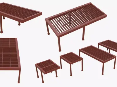 Modular Architectural Pergola with Grid Framework 3D model