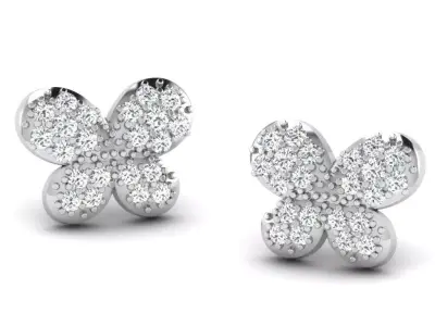 Gold Diamond Women Earring 3D print Model 3D print model 127