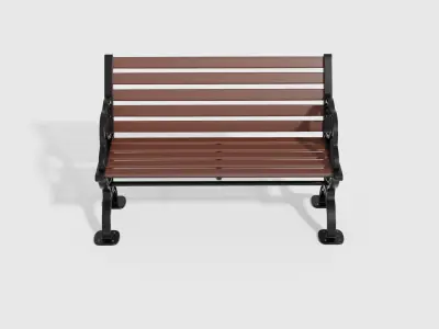 Wooden Park Bench Low-poly 3D model