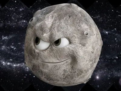 Moon palnet charecter with morpher 3d model Low-poly 3D model