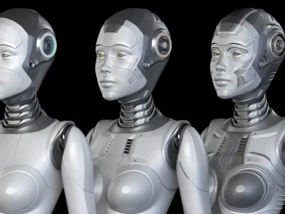 Futuristic Robot Woman Collection - No Rig 3D model