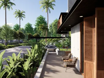 Tropical Brutalism House Modern 3D SketchUp Scene Low-poly 3D model