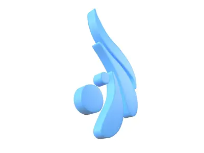 Wave Symbol v3 002 Low-poly 3D model